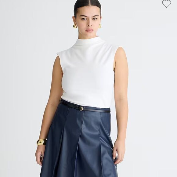 J.Crew Fitted mockneck tank top in stretch cotton blend - Picture 1 of 7